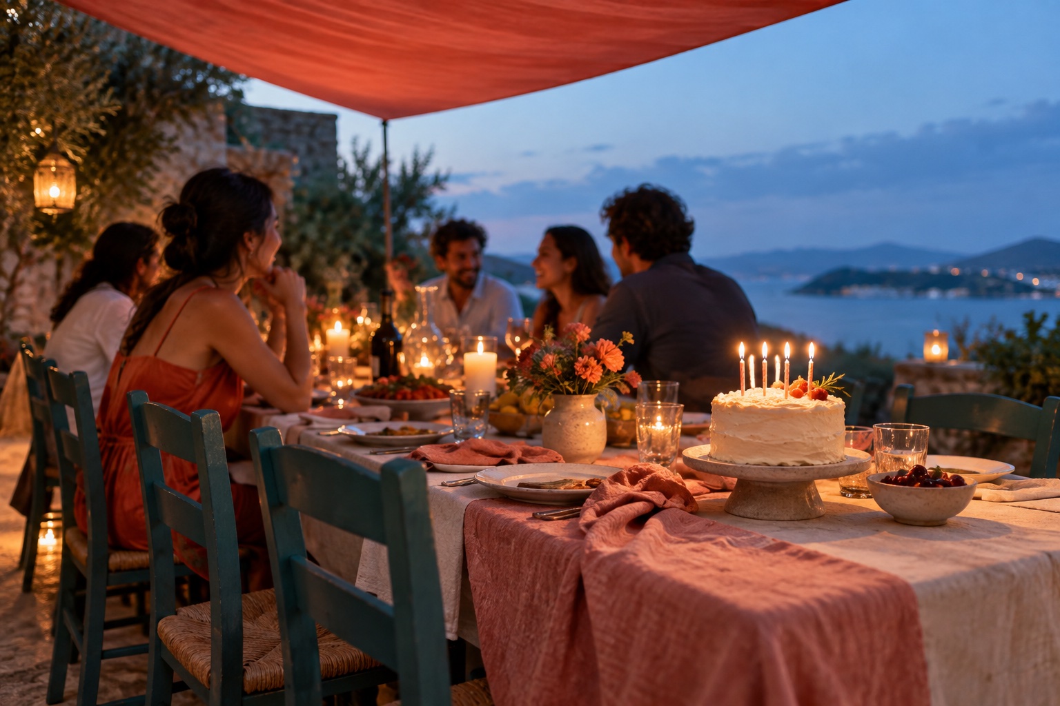 Illustration: A candlelit birthday table