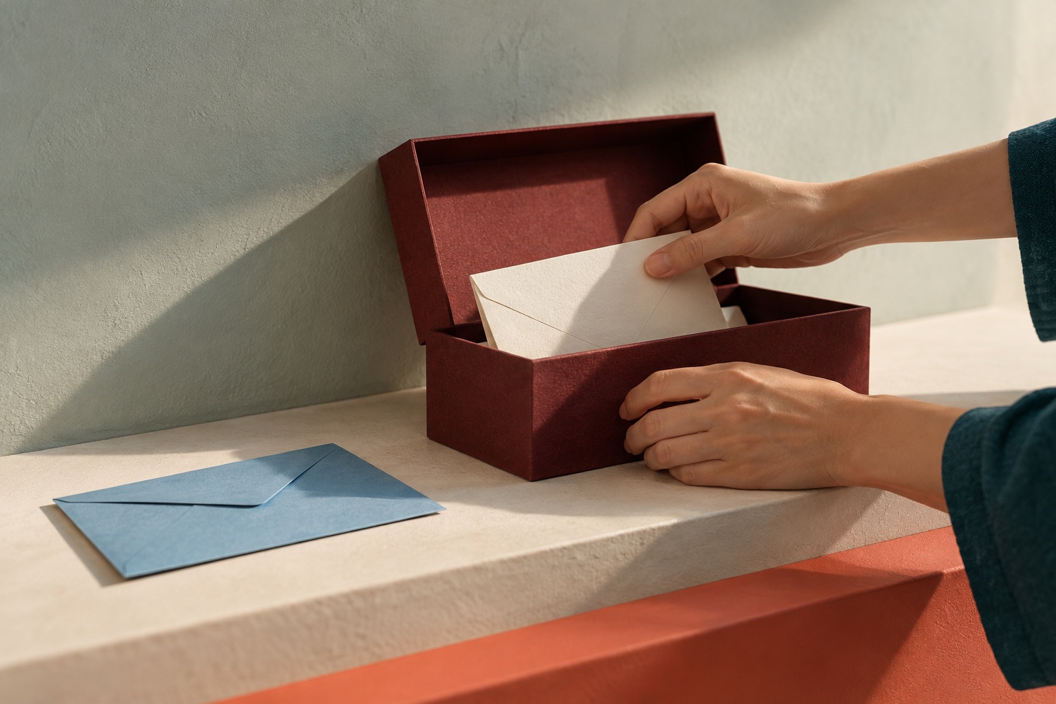Illustration: Hands choosing what to place in an archival box