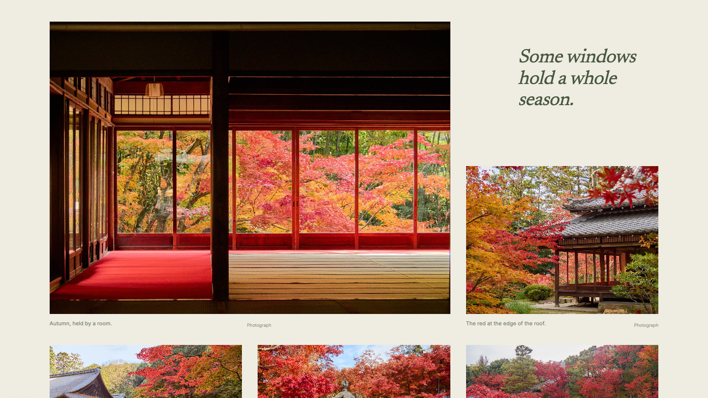 A saved atmospheric study from the architectural issue. These are visual references for a Japanese sensibility, not photographs of his Virginia house or evidence that he visited these exact places.