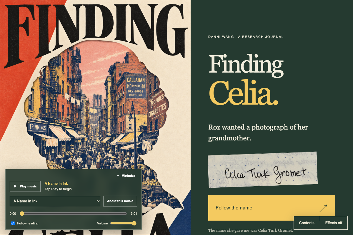 The actual opening cover of Finding Celia