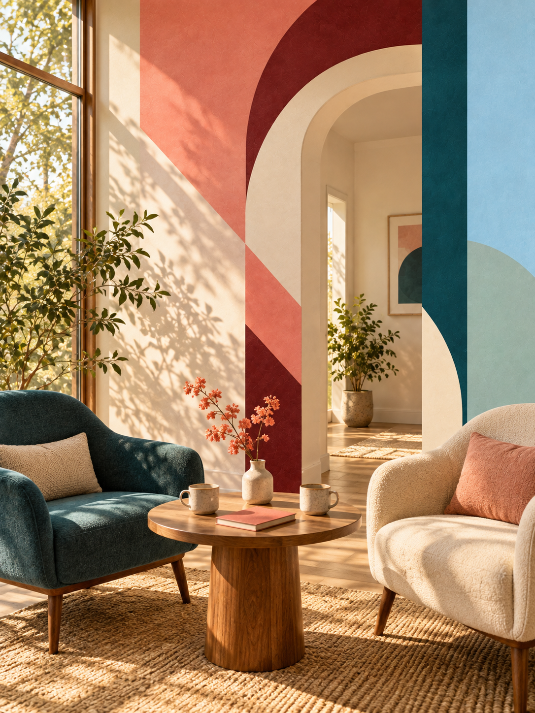 Two chairs, two cups and a shared table in an imagined space for a conversation